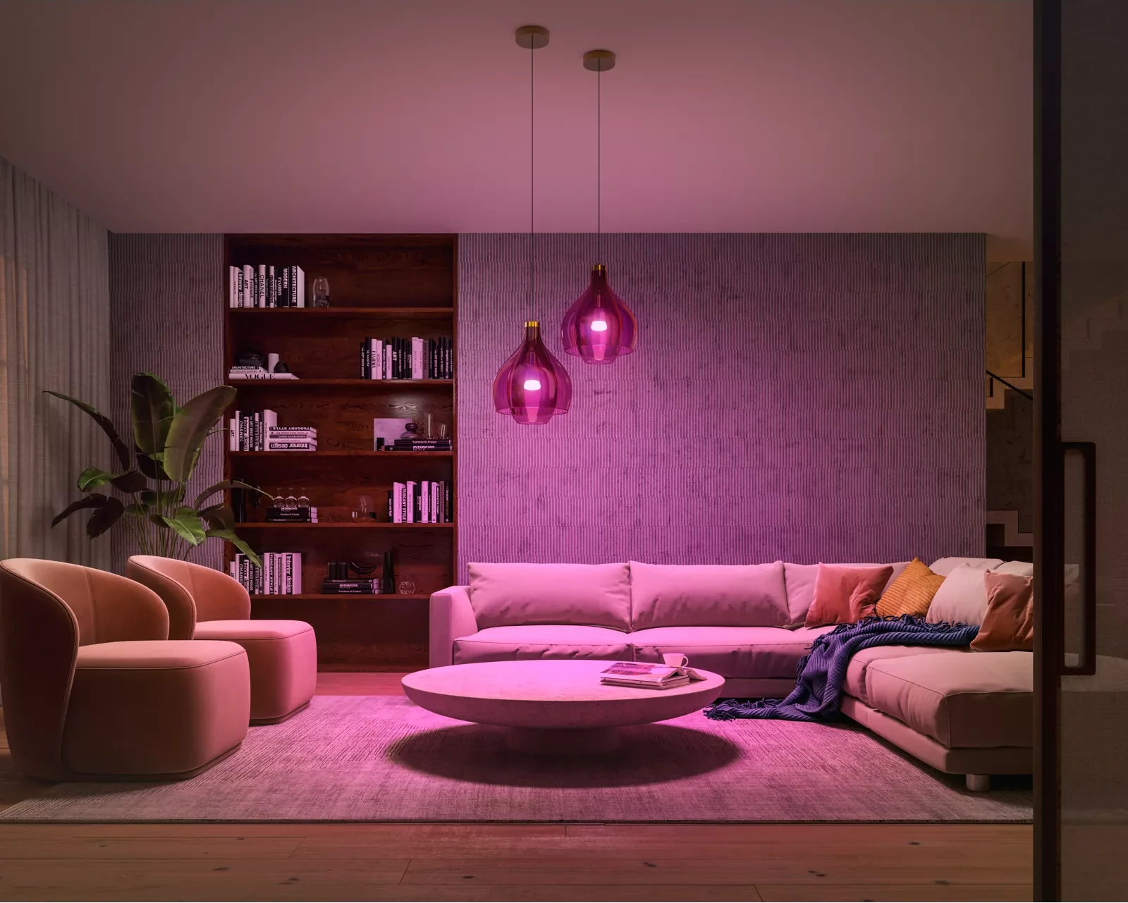 Philips Hue Starter-Set Lichtszene – Testaufnahme Wohnzimmer